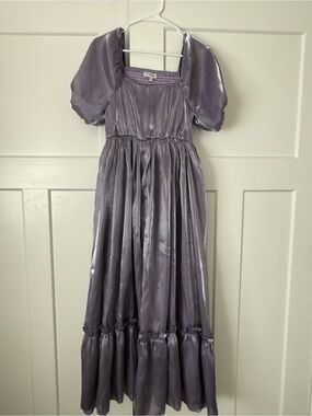 polygram purple satin maxi dress